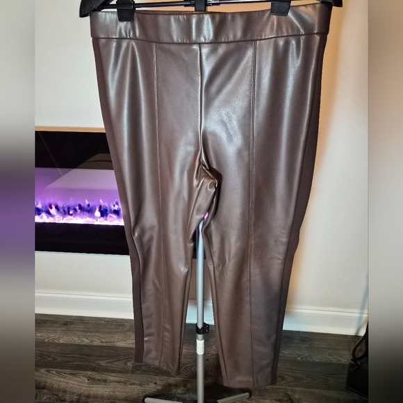Talbots Pants - ​Talbots Brown Faux Leather Portland Pants Ankle Skinny Leg Size 14P